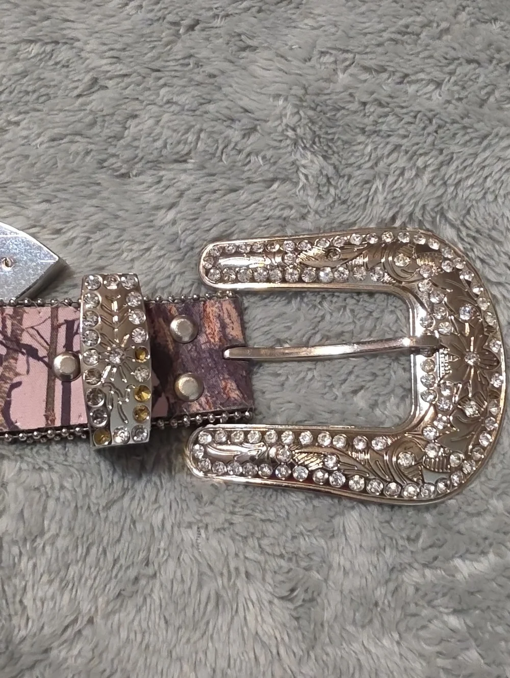 BLAZIN ROXX BLING BELT, Sz.S Brown & Pink W/rhinestone & Silvertone Buckle EUC